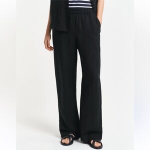 Athleta Retreat 100% Linen Wide
Leg Pants Black Size Women L T